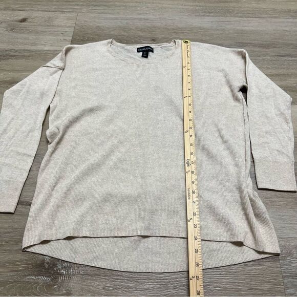 Cynthia Rowley Merino Wool Sweater Size L Oatmeal Beige Heather Pullover Womens - Picture 2 of 6